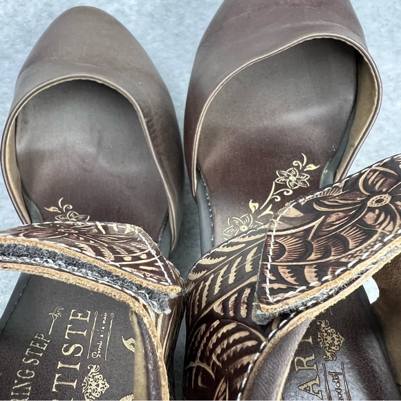 L'artiste Spring Step Toolie Shoes Grey Brown Tooled Leather Mary Jane EU40 US 9 - Picture 12 of 13